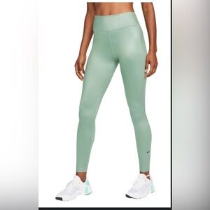 NWOT Nike Dri Fit One Shine Leggings Green Small